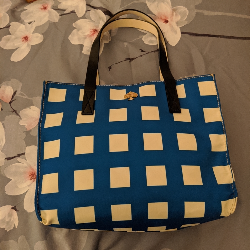 Blue and white , open top, Kate Spade purse.